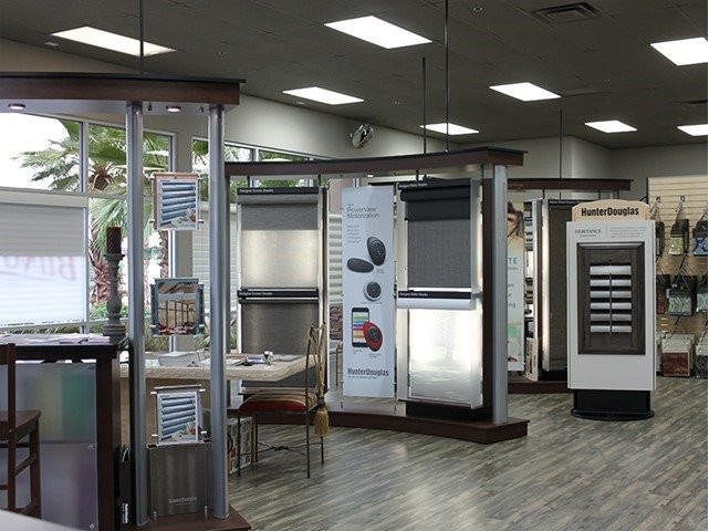 Interior showroom with displays.